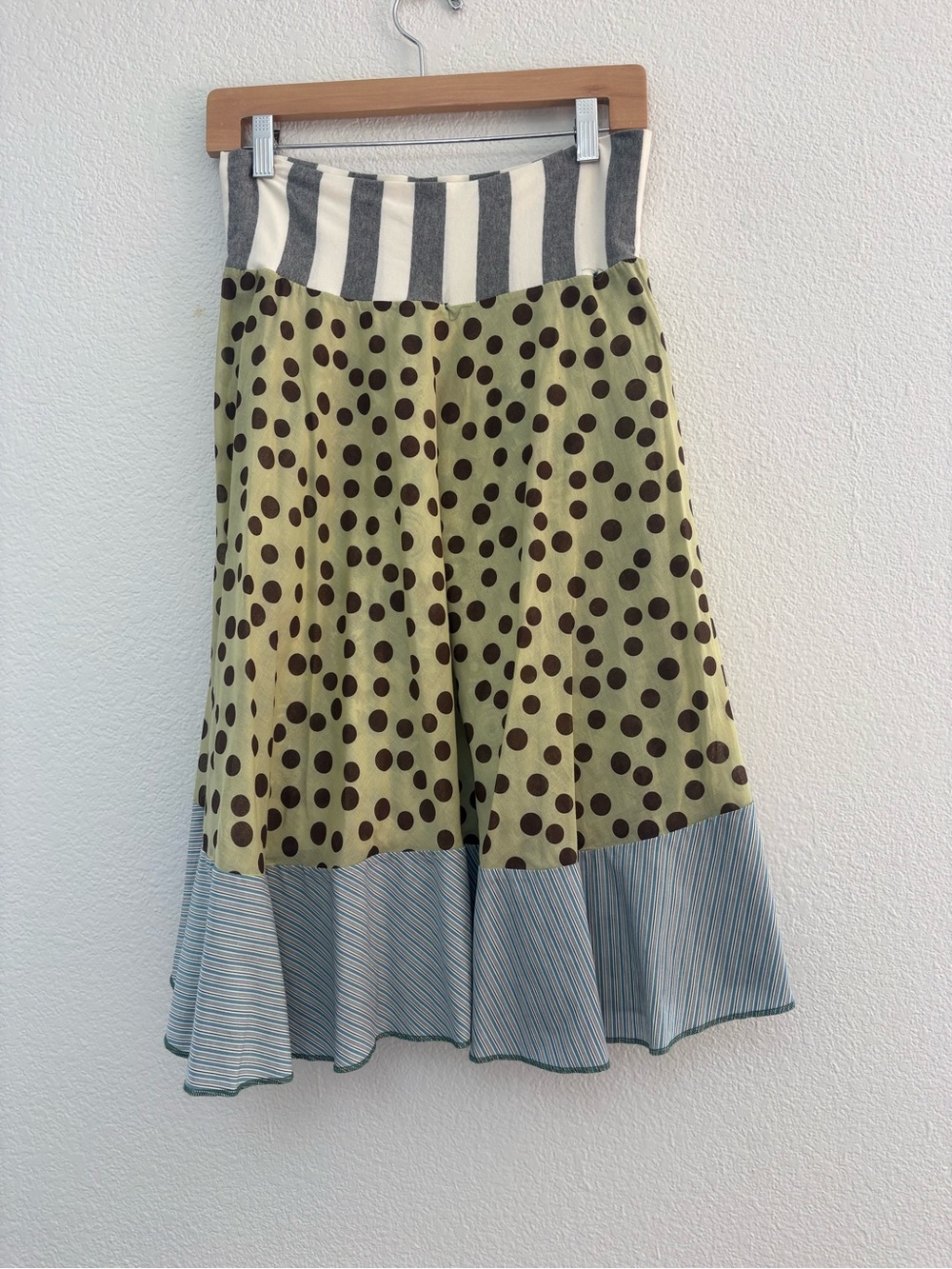 Boho Asymmetrical Floral Patchwork Skirt in Green and Blue - Picture 5 of 6